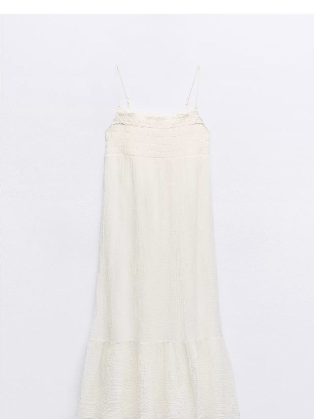 Zara Cream Midi Dress with Spaghetti Straps
